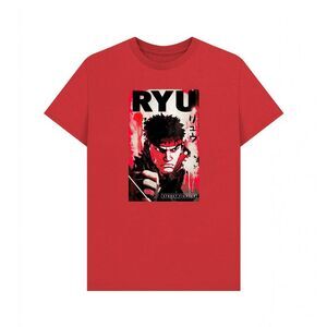 Street Fighter Unisex Adult Ryu Kanji T-Shirt / Red